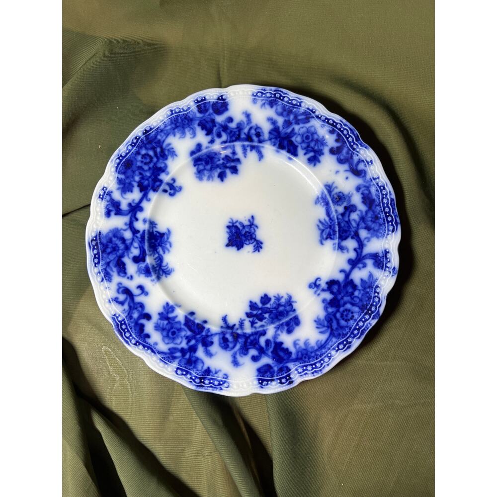 Antique Flow Blue Lancaster New Wharf Pottery 1891 Salad Plate England 8-3/4"